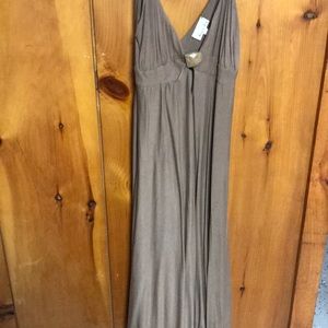 Miguelina taupe flowy dress with rock